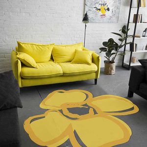 שטיח אמנותי, פרח, צהוב, cnc